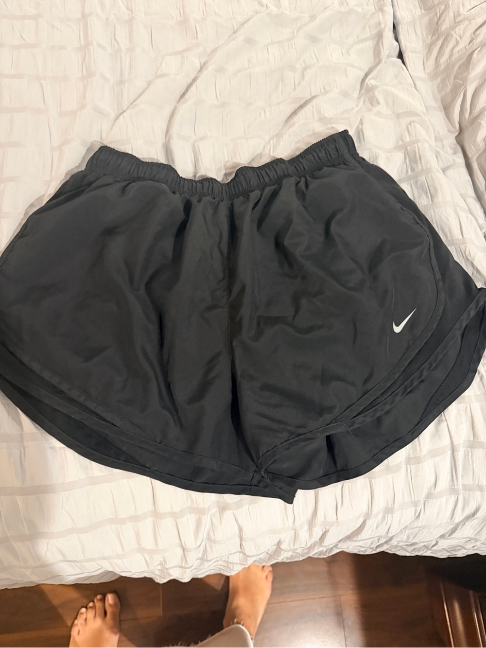 Nike Black Women's Athletic Shorts with White Swoosh